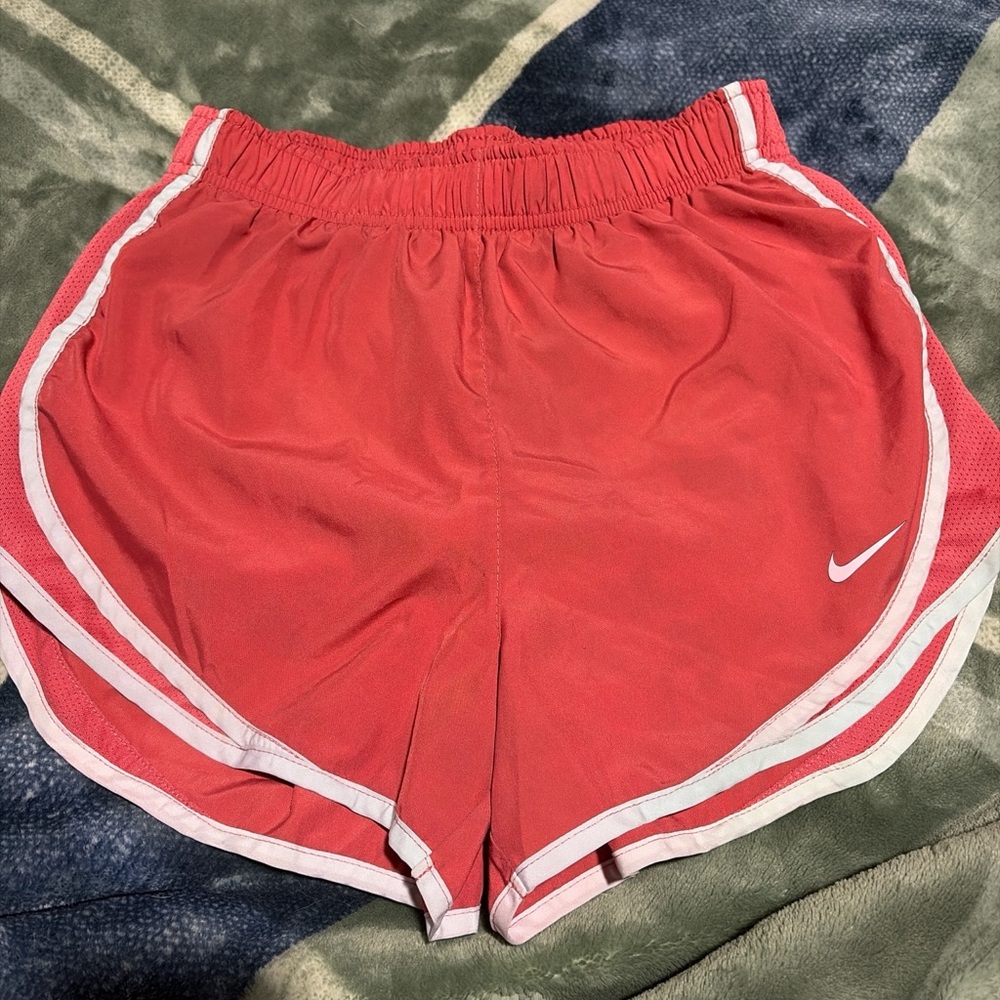 Nike Women’s Coral Pink Athletic Shorts with White Trim